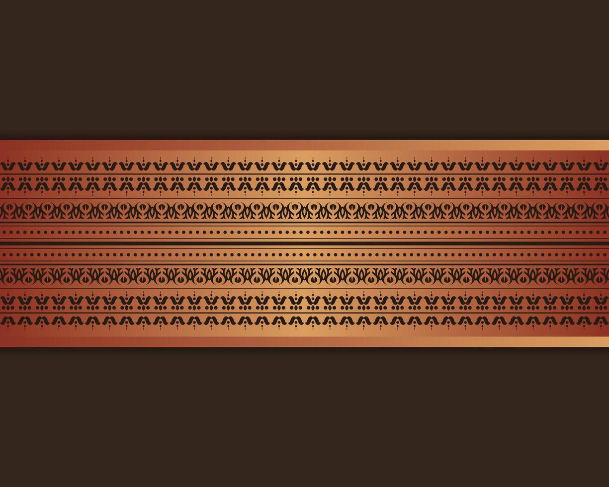 Ornate Decorative Brown and Gold Patterned Border with Gradient Background Design vector