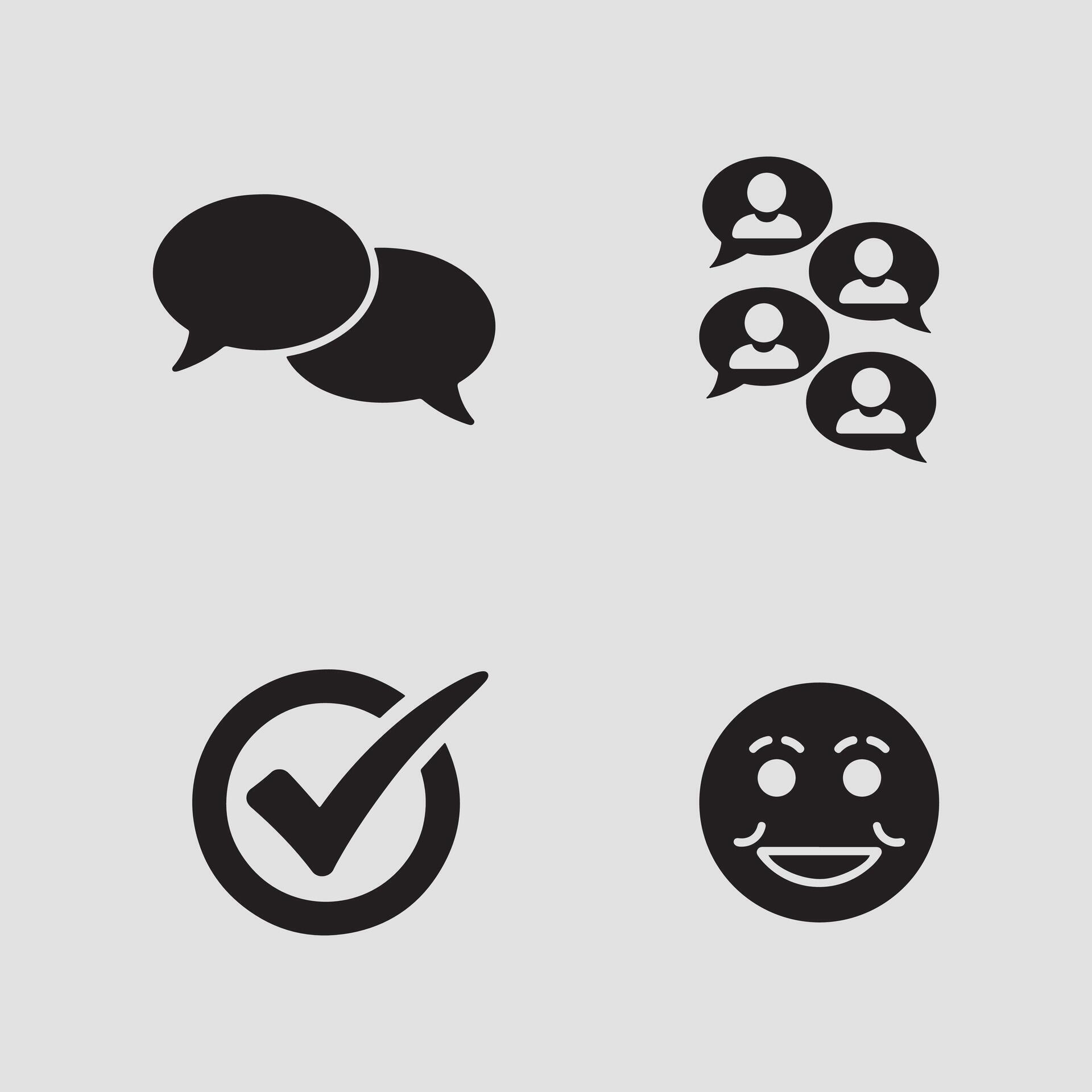 Solid communication and interactive feedback icon set 74701376 Vector ...
