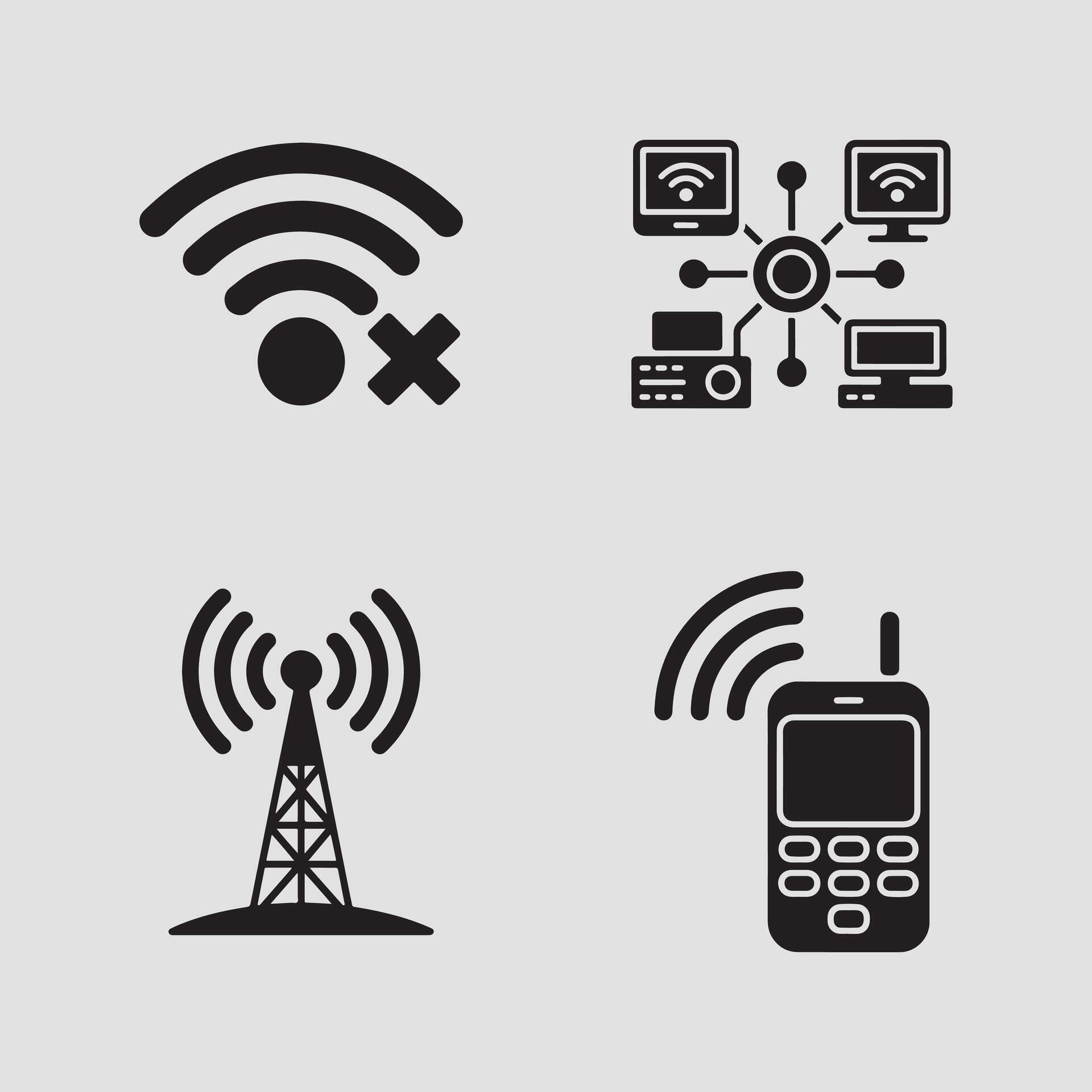 Solid network connection icons set five 74701383 Vector Art at Vecteezy