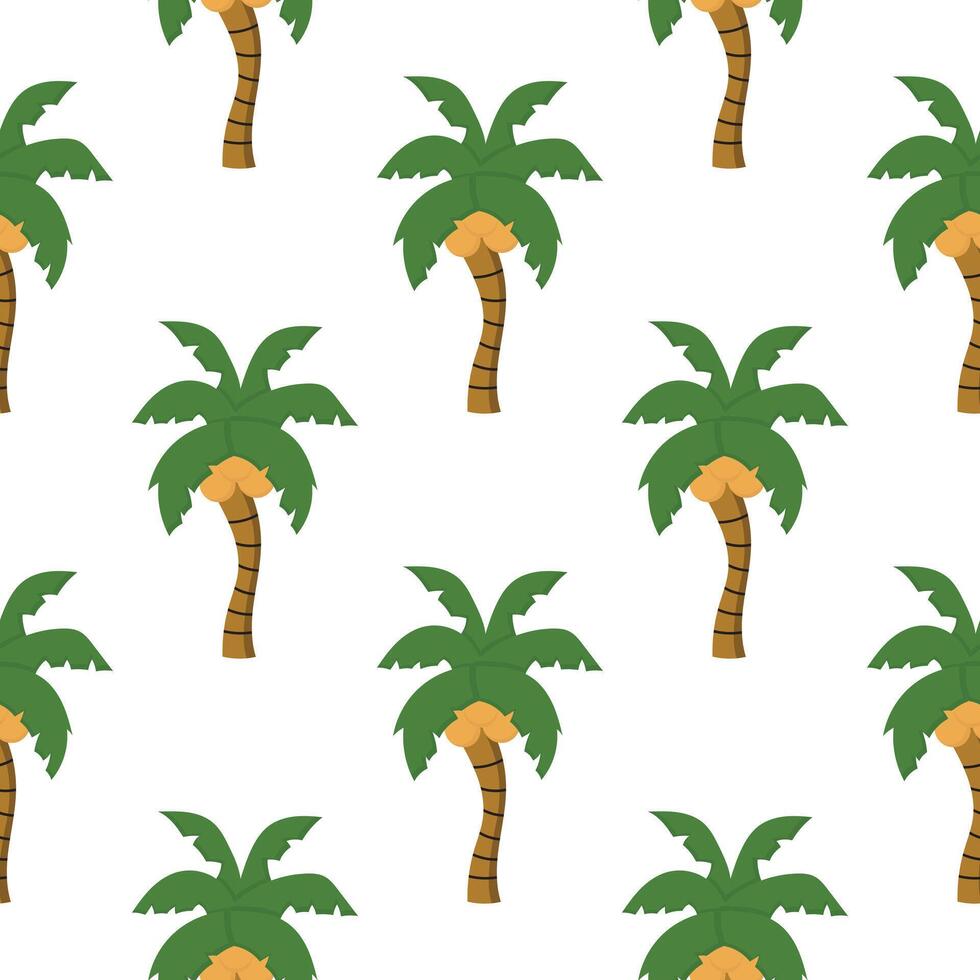hand drawn seamless pattern of coconut trees no outline vector
