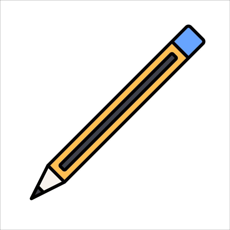 Pencil Flat design style drawing tool symbolizing sketching ideal for concept visuals and planning materials. vector