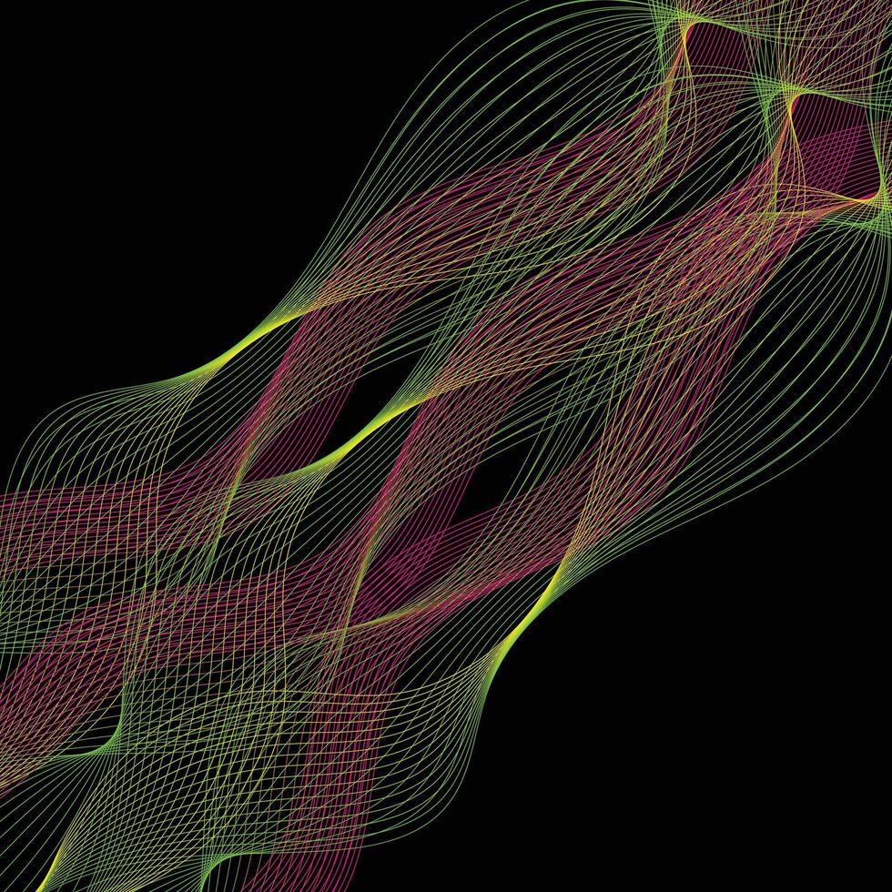 Neon Wave Mesh Line Art, Futuristic Abstract Flow Design vector