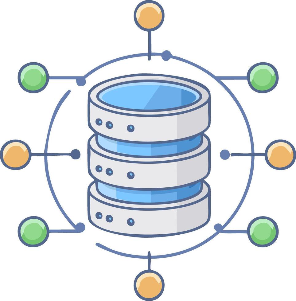 moderno base de datos servidor con red conexiones, datos almacenamiento tecnología concepto vector