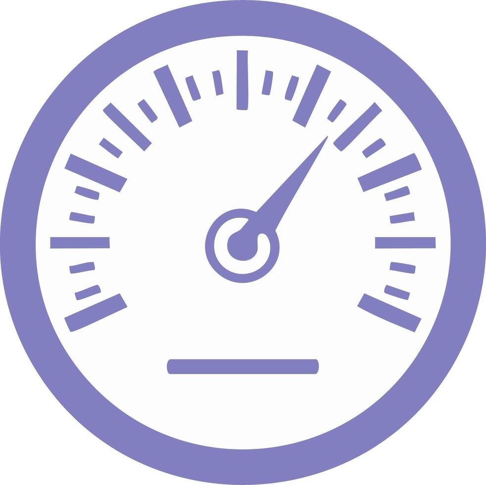 Circular gauge with needle indicating speed or measurement with scale marks and a horizontal line vector
