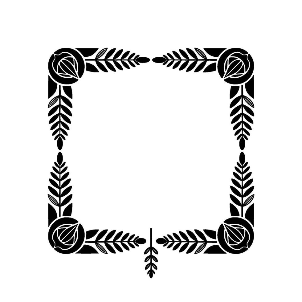 Elegant decorative floral corner frame with symmetrical leaf motifs and stylized botanical elements creating a border vector