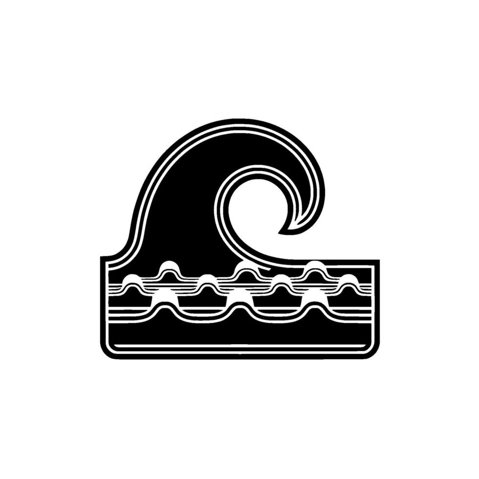 Stylized representation of a breaking ocean wave with abstract water patterns inside a rectangular border vector