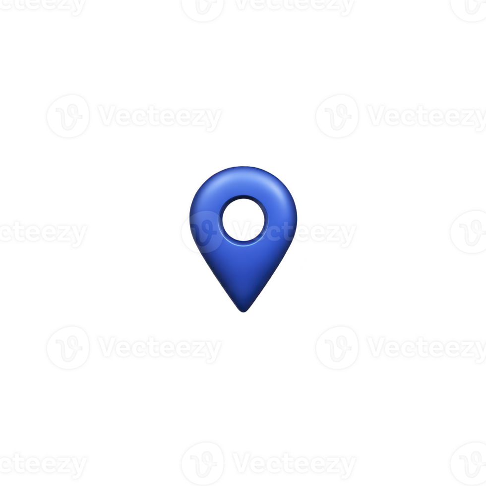 Blue location pin icon, navigation marker, digital map symbol, isolated on transparent background, simple design, modern style, useful for travel and direction concepts png
