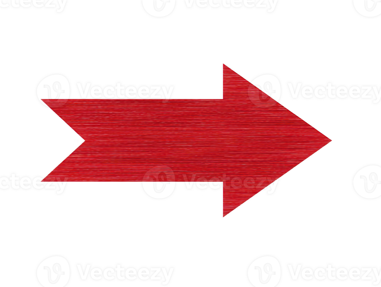 Red arrow icon horizontal direction textured surface isolated on transparent background simple design pointing right bold color graphic element clear outline modern style png