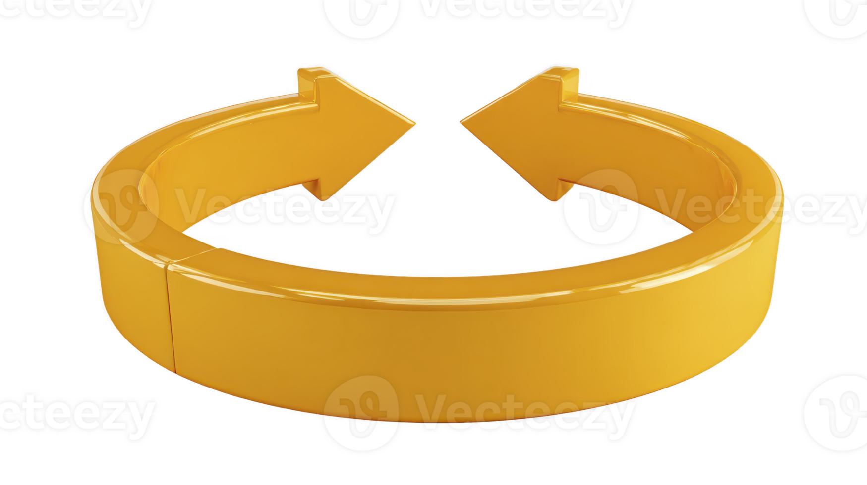 Jaune circulaire La Flèche symbole brillant 3d style isolé sur transparence Contexte représentant cycle processus ou rafraîchir concept moderne et dynamique conception adapté pour affaires ou La technologie thèmes png