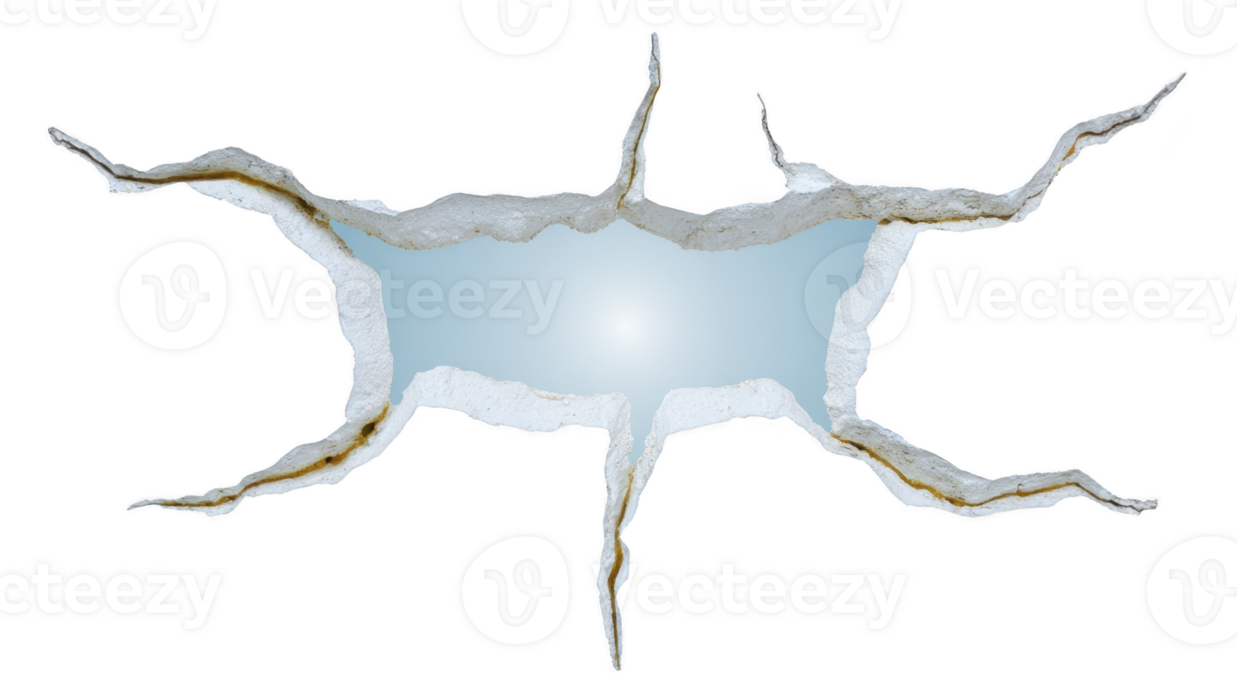 Torn paper hole with jagged edge revealing bright light and blue background, creating dramatic and dynamic effect suitable for design or creative projects png