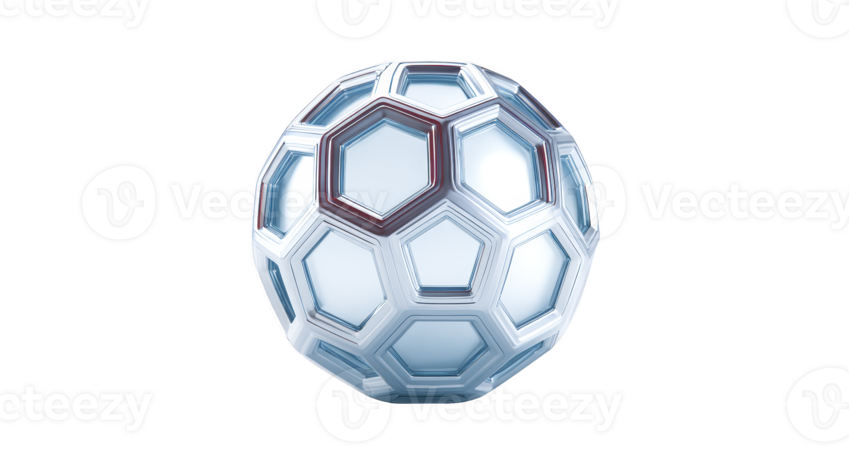 White geometric soccer ball with hexagonal and pentagonal patterns, modern design, isolated on transparent background, clean and minimalistic style png