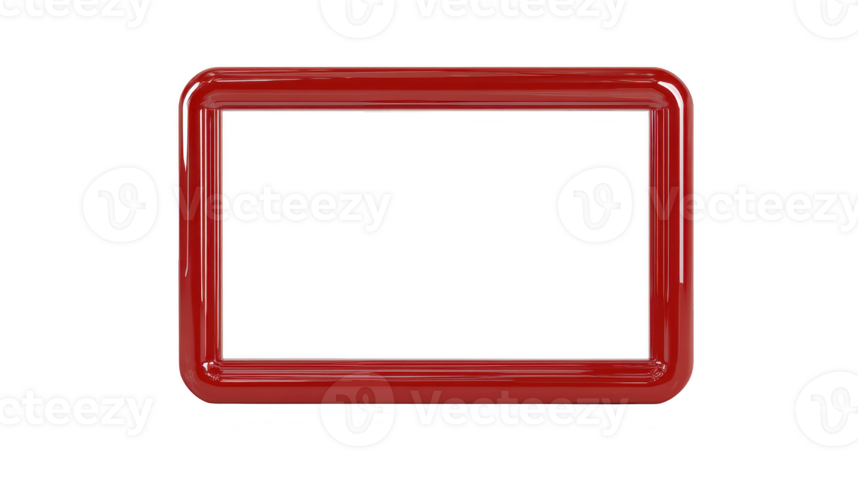 Red rectangular frame with glossy finish, isolated on transparent background, modern and minimalistic style, suitable for decoration, signage, or photo display png