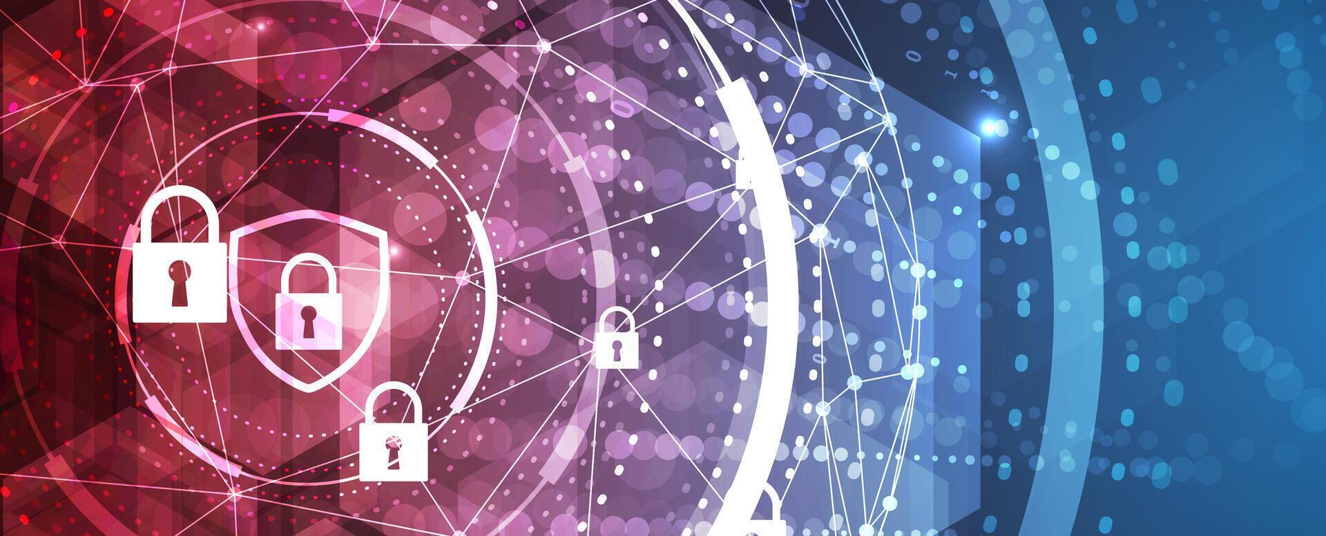 un digital imagen de un candado y un circulo con un red vector