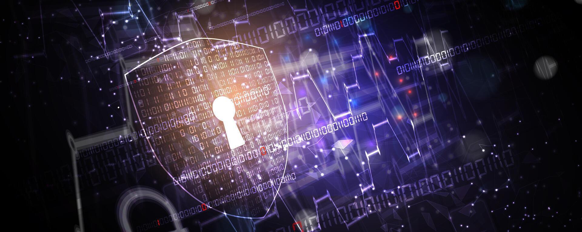 un computadora pantalla con un ojo de cerradura en eso vector