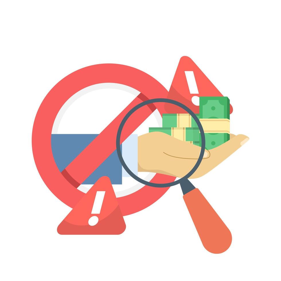 illustration of anti-corruption with money envelope and stop warning sign, representing business ethics, bribery prevention, and corruption decline for presentations and banners. vector