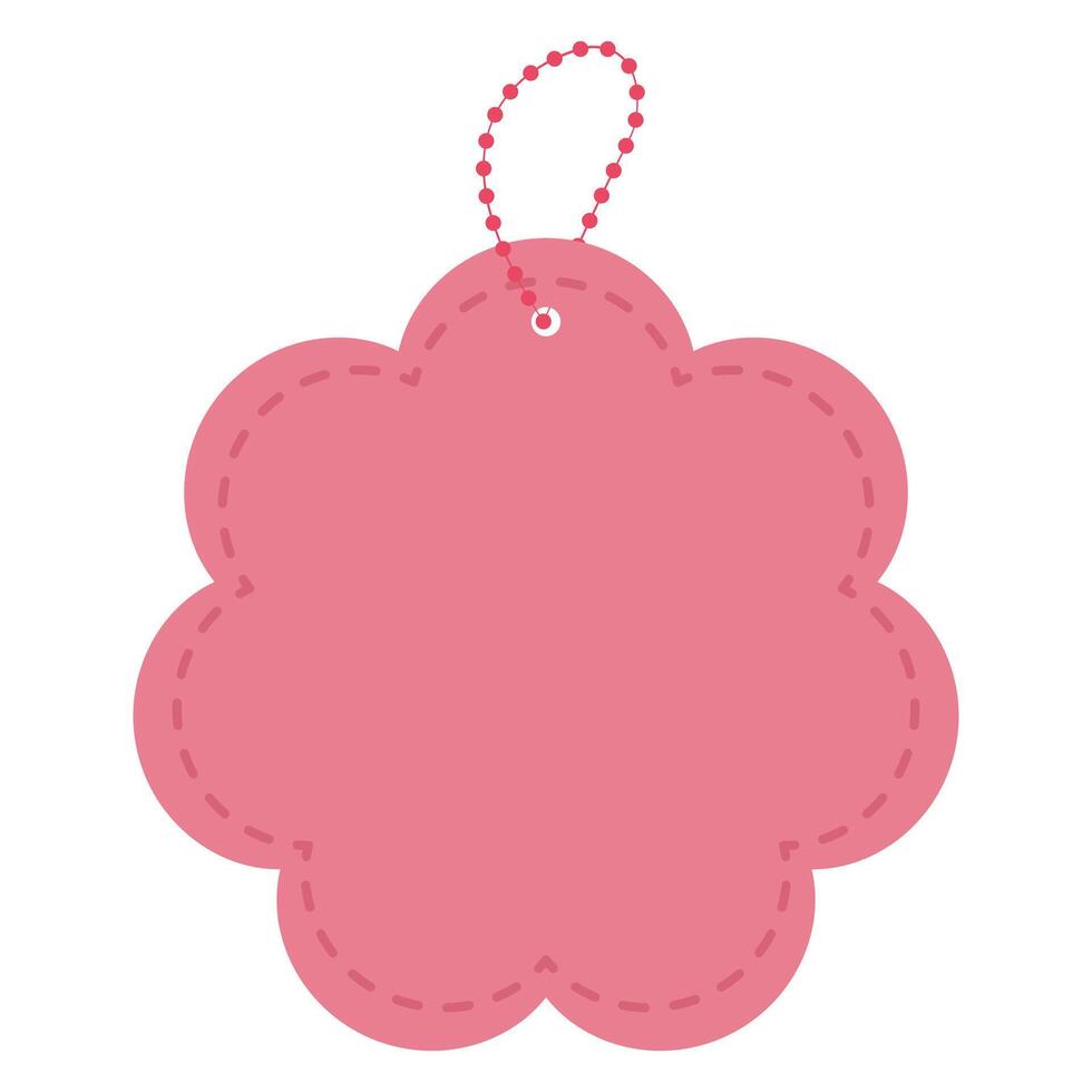 rounded flower-shaped pink hangtag with stitched outline, creating a playful and feminine label element vector