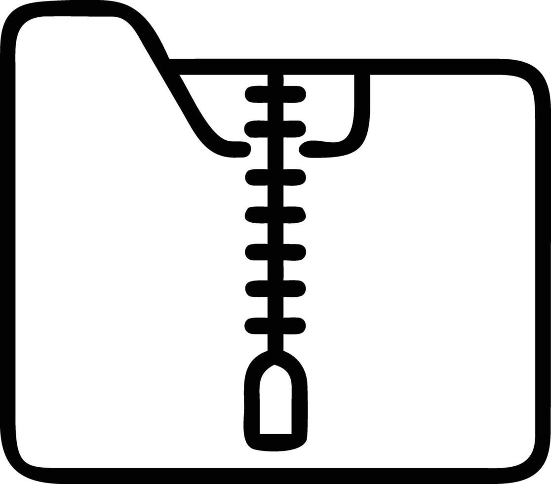 Black and white outline icon representing a zipped folder or file compression vector