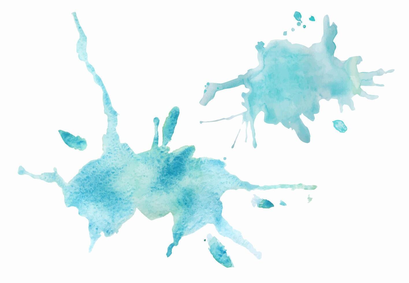 Turquoise granulated splash with branching flow, soft water edges. Isolated hand drawn watercolor illustration in expressive abstract form. Creative backgrounds, poster art, airy aquatic compositions. vector