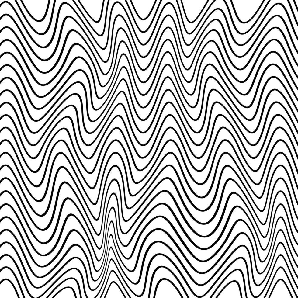 Black and White Abstract Wavy Line Pattern Background Seamless Distorted Curved Lines, Modern Geometric Optical Flow Texture for Wallpaper, Branding, Web Design and Minimalist Decorative Elements vector