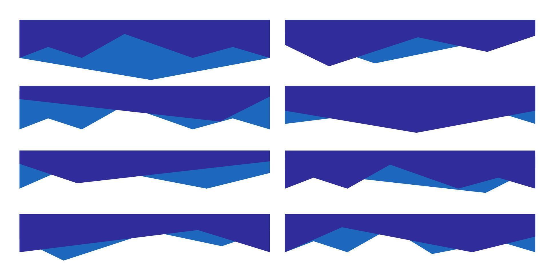 Blue and white divider shapes with soft waves and curves for website layout, ideal for headers, top separators, modern UI sections and corporate presentation pages. vector