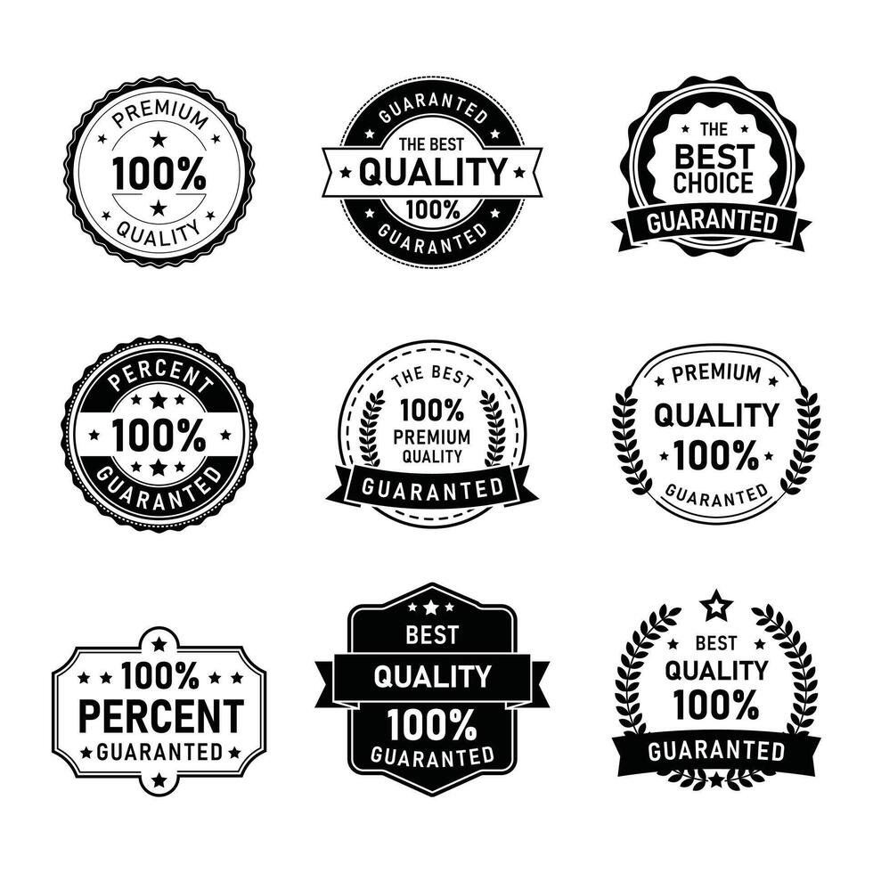 Quality assurance badges collection with minimalist design for branding and promotion use vector