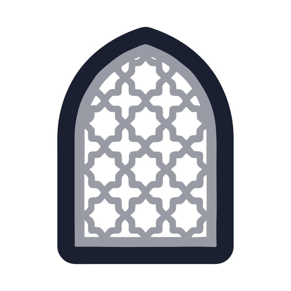 Simple Handdrawn Archway Window with Geometric Pattern in Two Tone Color vector