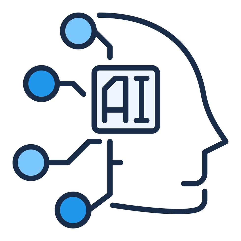 AI Head Artificial Intelligence Head colored icon or design element vector