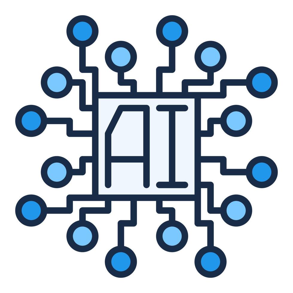 Artificial Intelligence Chip AI processor colored icon or design element vector