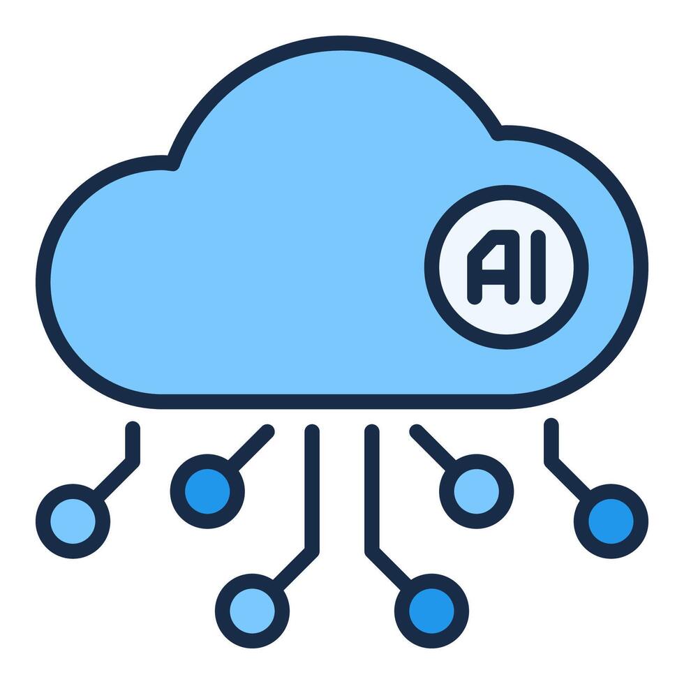 AI Cloud Technology Artificial Intelligence Network colored icon or sign vector