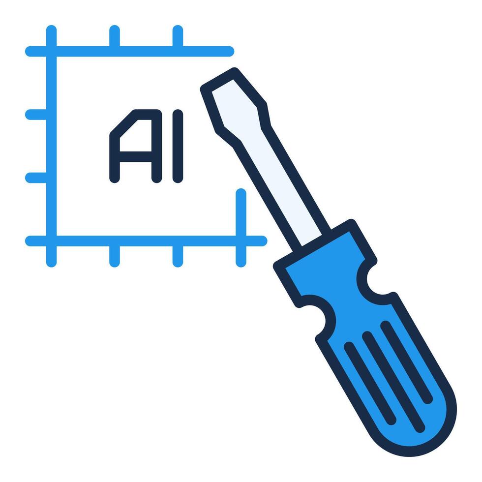 Artificial Intelligence Chip with Screwdriver AI Technology colored icon or logo element vector