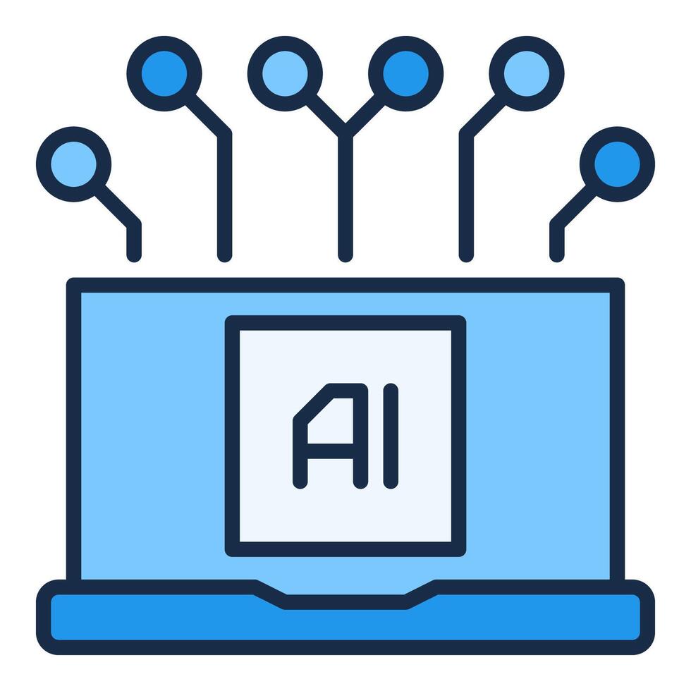 Artificial Intelligence Laptop Device AI Technology colored icon or symbol vector