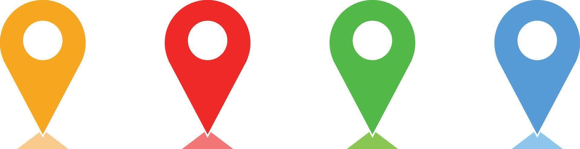 colorful map marker pins, location pointer symbols, different colors, rounded shape vector