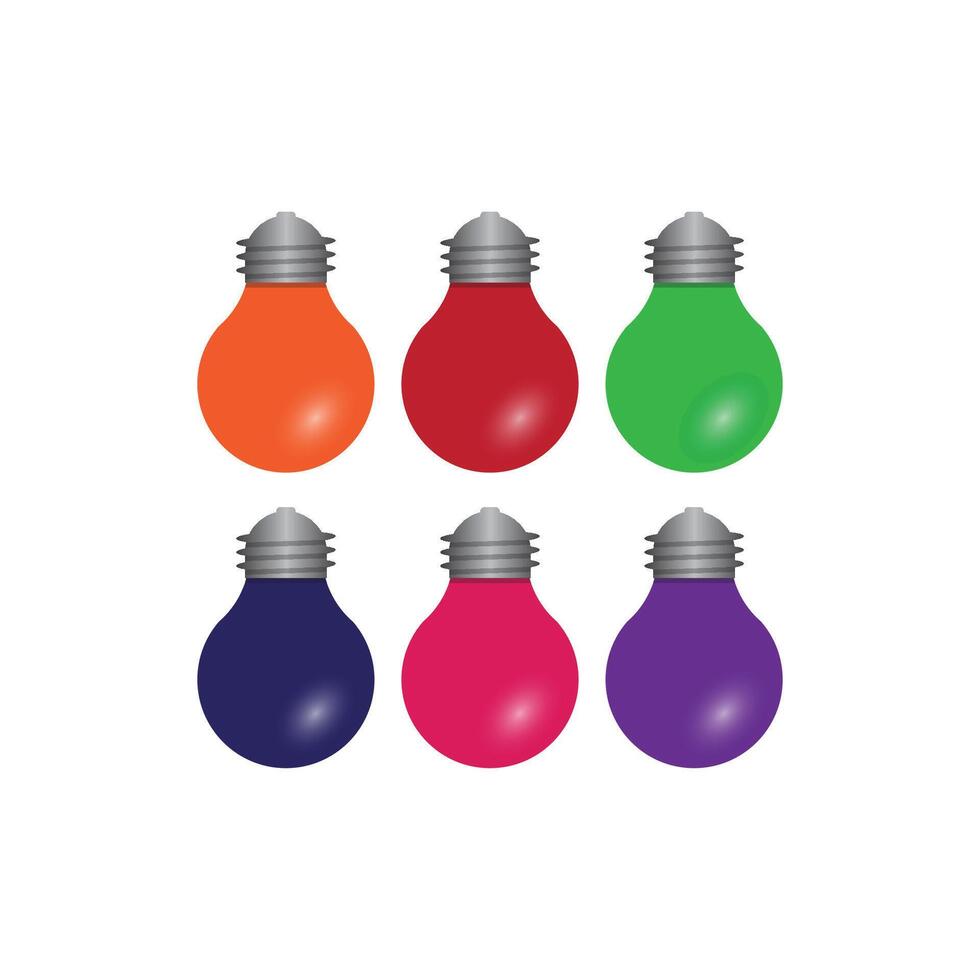Colorful light bulb on white background. Set of simple and colorful light bulb icons. vector
