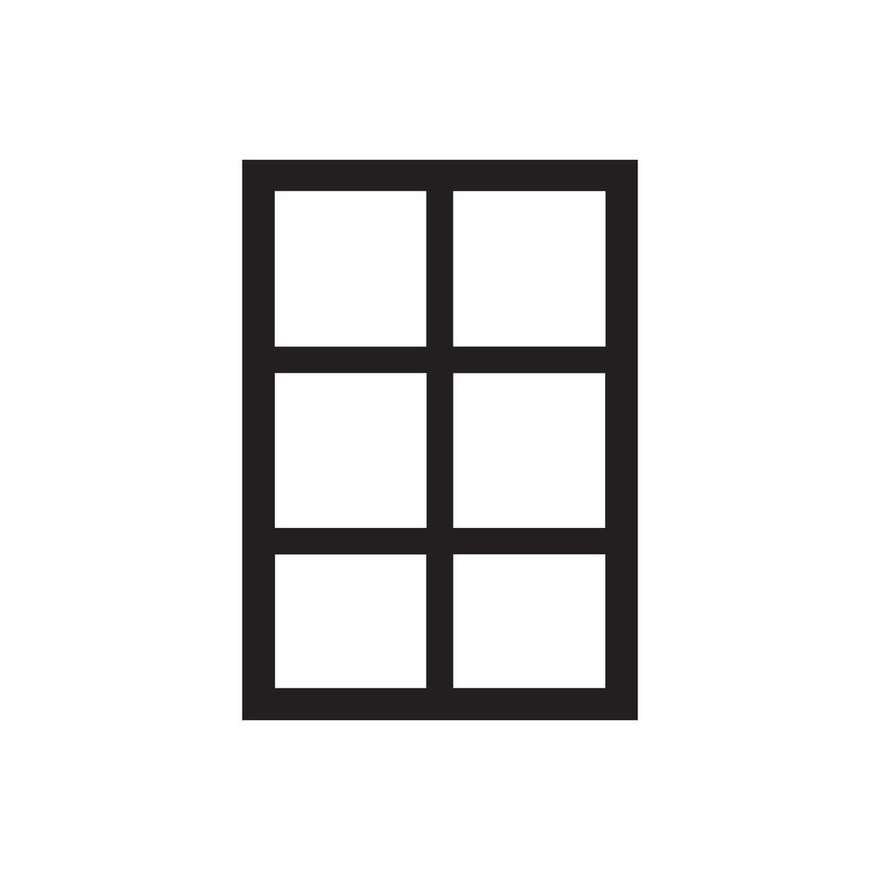 Simple black outline grid icon representing a structured layout or data table with multiple cells for organization and display vector