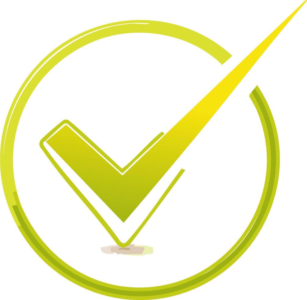Lime Green Check Mark within Circle Illustrates Approval and Validation Icon Green Yellow Color vector