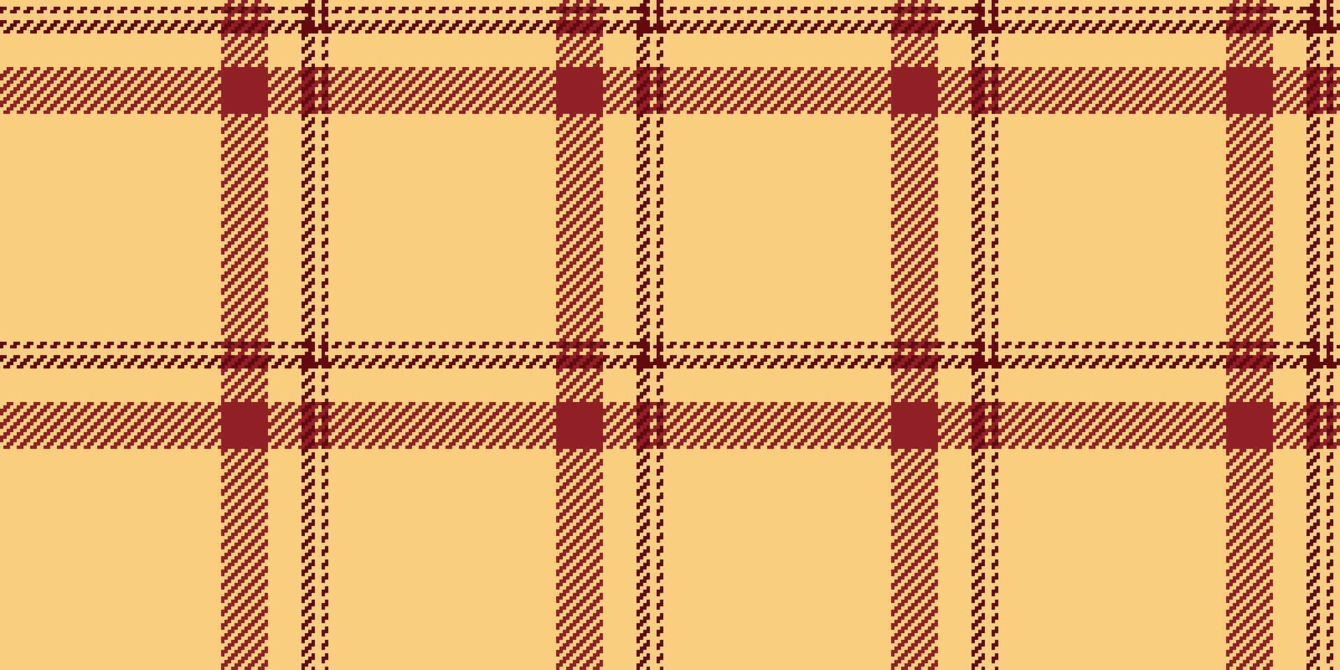 Grid background textile fabric, refresh seamless texture. Sewing pattern check plaid tartan in amber and red colors. vector