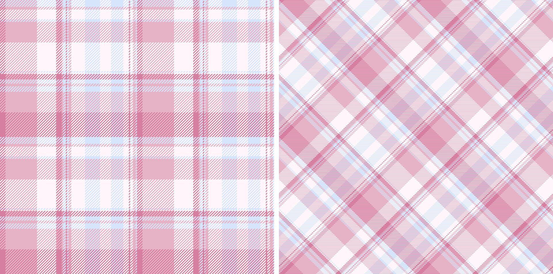 Tartan plaid of background textile seamless with a check texture fabric pattern. Set in light colors for oilcloth tablecloth designs. vector