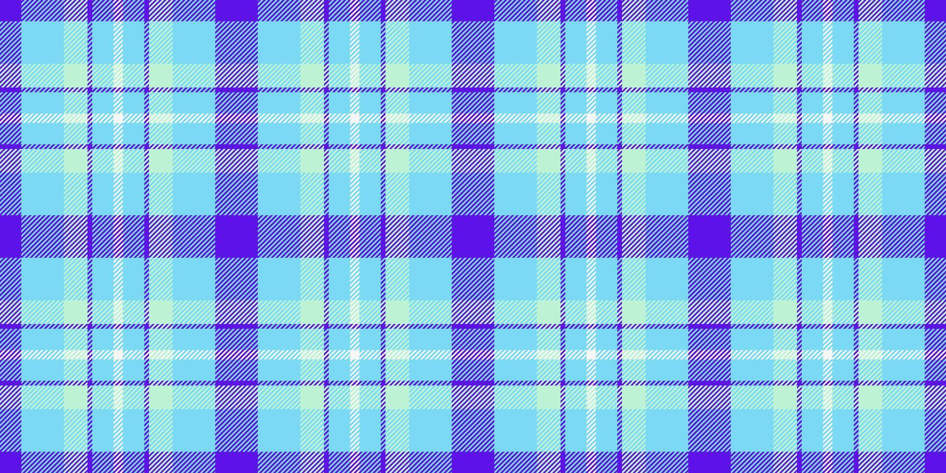 Knit seamless tartan check, fuzzy fabric background. Eps plaid pattern texture textile in cyan and bright colors. vector