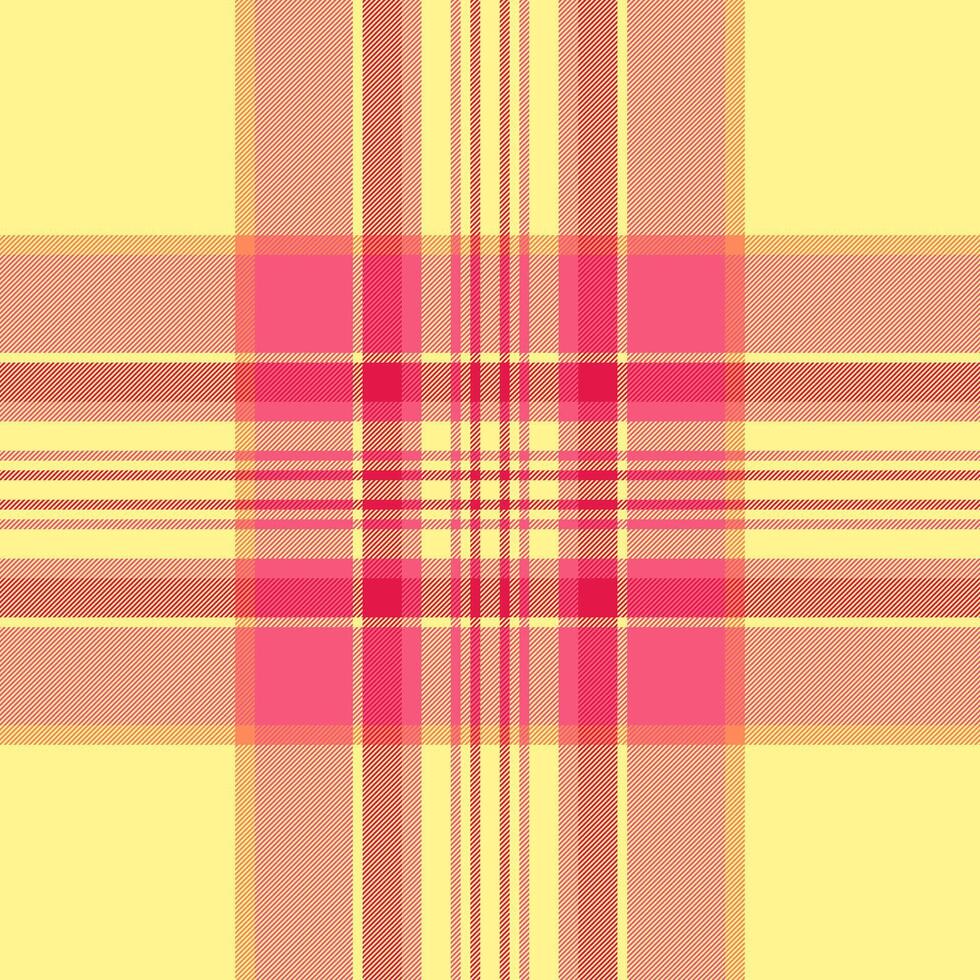 Rich seamless tartan pattern, stripe check textile. Direct fabric texture plaid background in red and yellow colors. vector