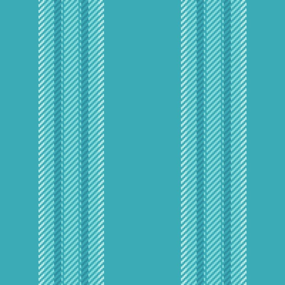 Sixties texture lines textile, 70s fabric pattern. Manufactory vertical stripe seamless background in cyan and teal colors. vector