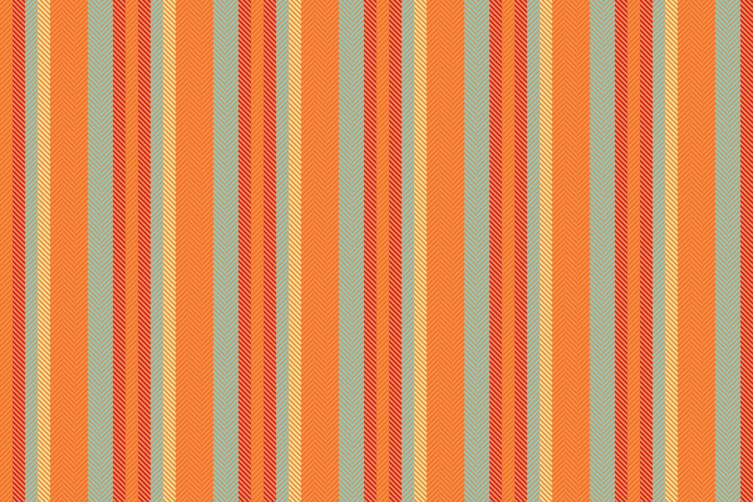 Clothes background texture fabric, diagonal vertical textile pattern. Comfortable stripe lines seamless in orange and cyan colors. vector