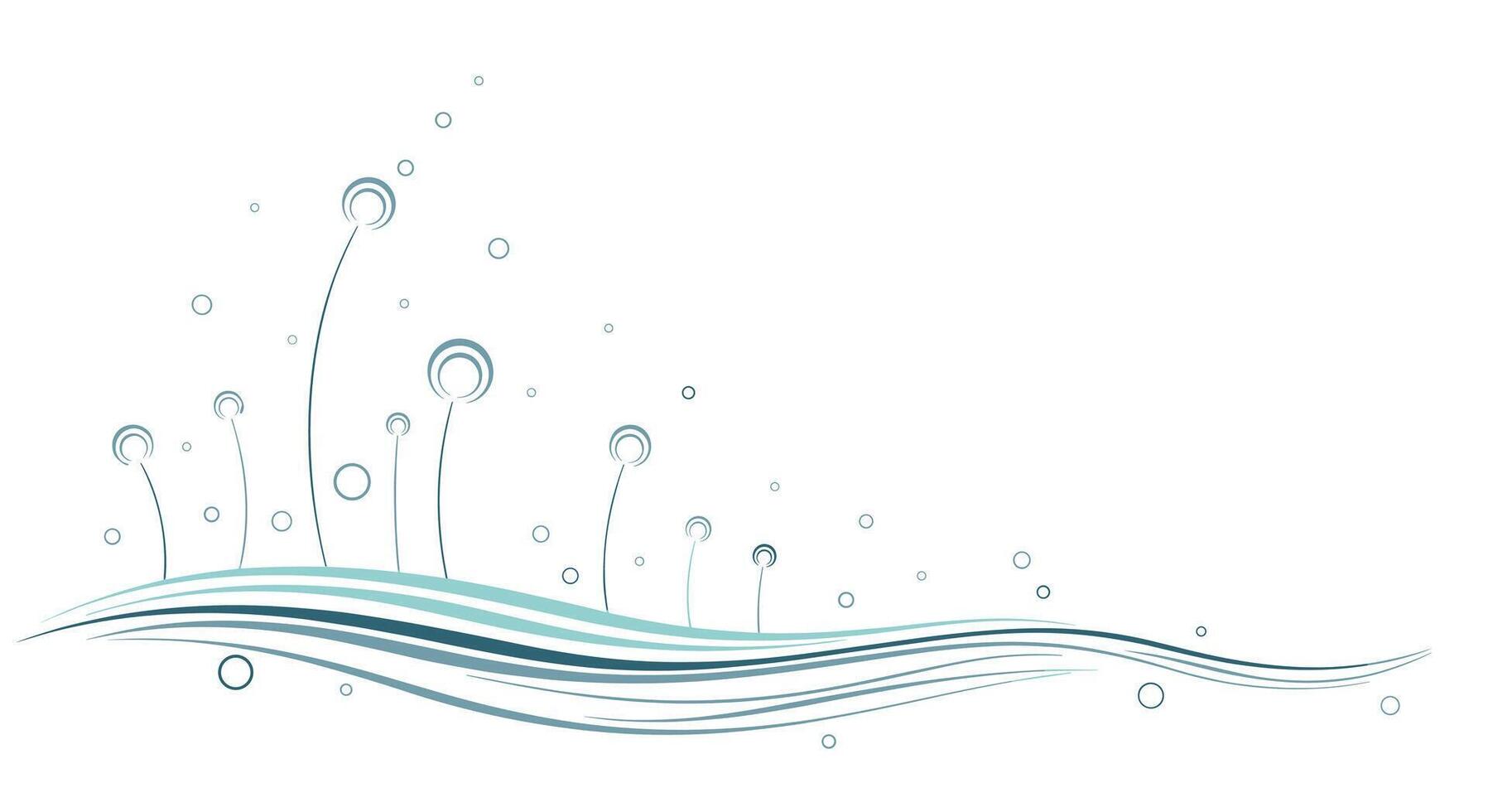 Abstract floral background with stylized blue flowers and wavy lines creating an elegant and minimalist corner border design element. vector