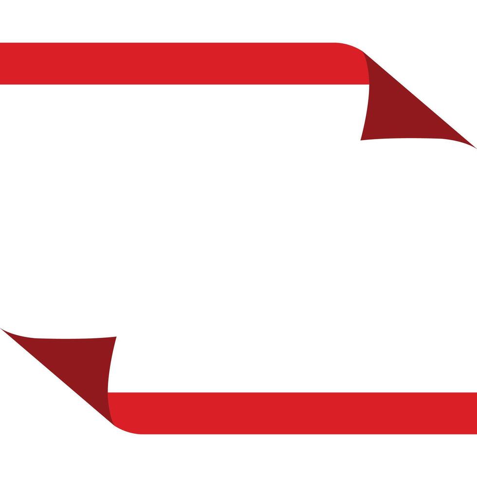 Red ribbon corners curl back revealing white space for text or design vector