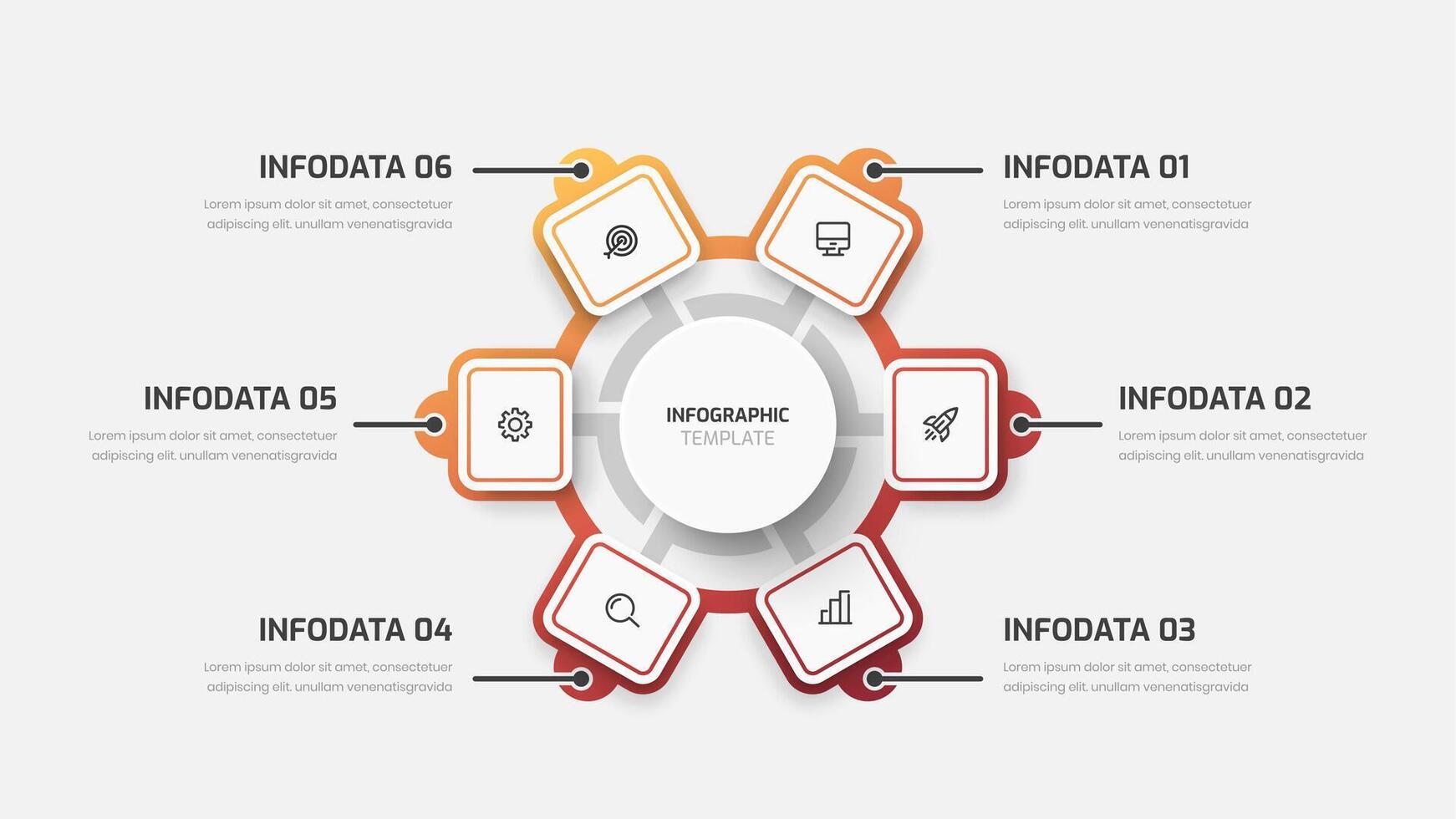 Infographic Presentation with Abstract Design, Gradient Color, 6 Options and Icon vector