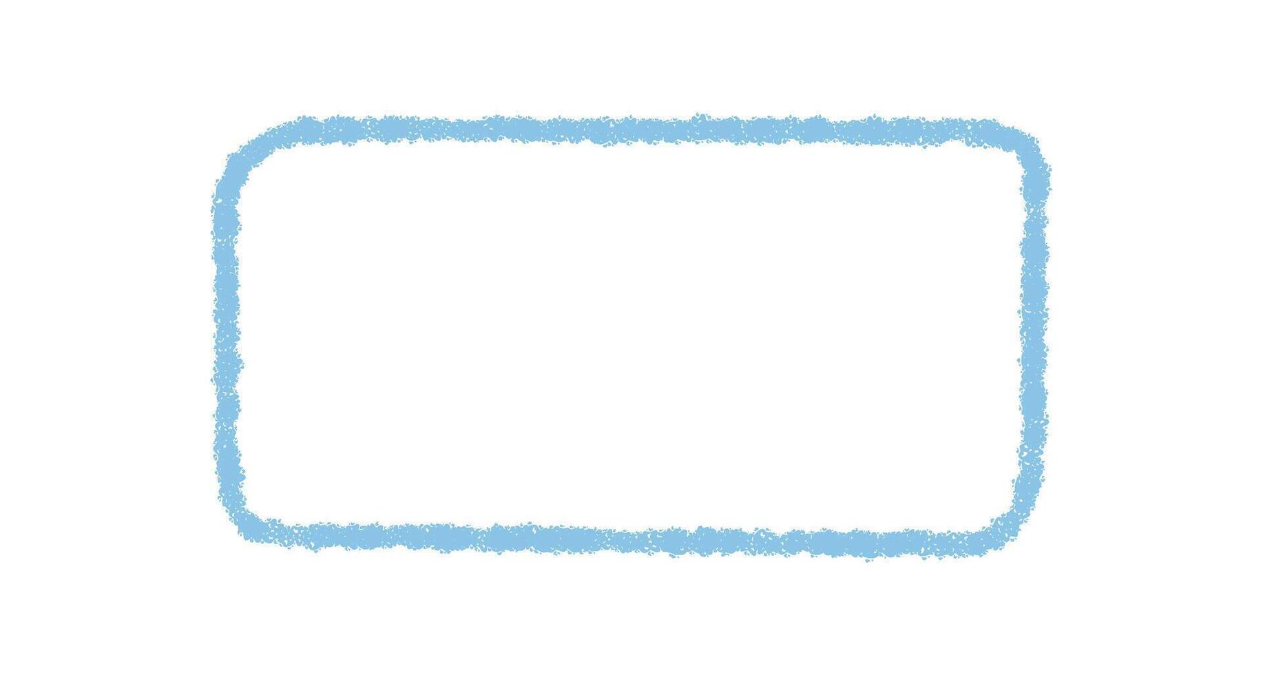 Organic rectangle quote frame in soft chalk outline. Contour border forms a unique template as blue chalk box, ideal for artistic background or creative graphic element with a modern style. vector