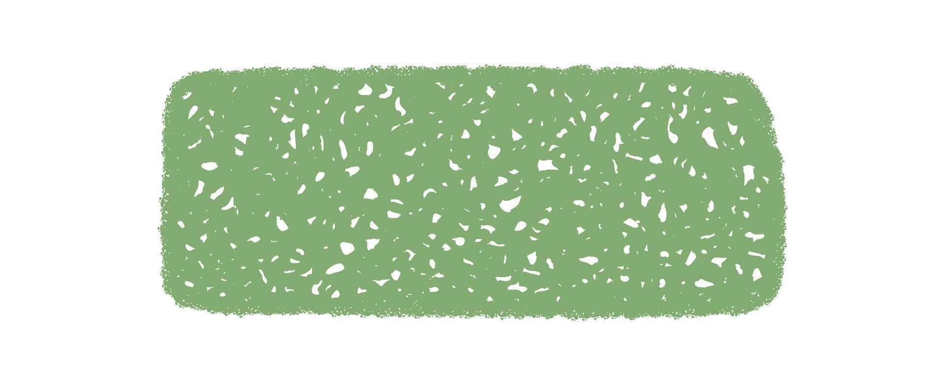 Green wavy box in crayon scribble style. Organic rectangle with sketch texture forms a unique textbox, suitable as a background or text frame for cards, banners, or posters in creative format. vector