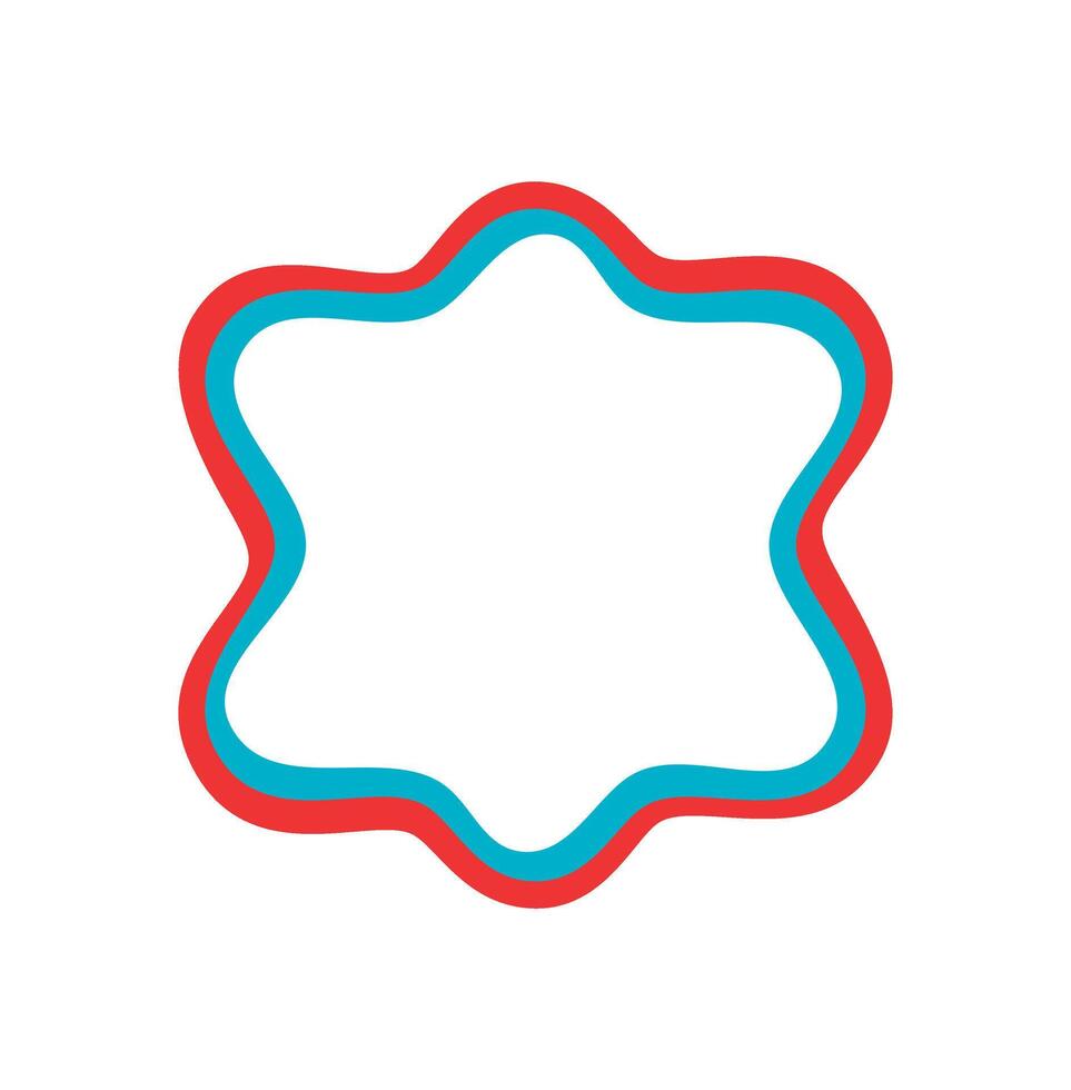 Groovy retro wavy frame shape creates a colorful abstract outline. This bold border with y2k style forms a graphic background, ideal for trendy modern art concepts. vector