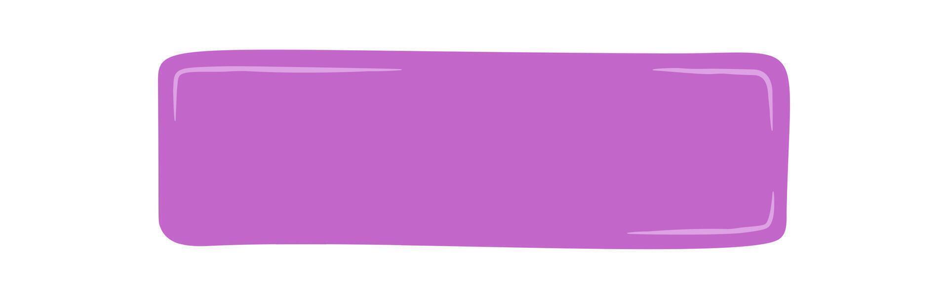 Organic hand drawn rectangle sticker shape in purple color. Abstract patch with label form and background style, perfect as icon or template for creative text and shape concept. vector