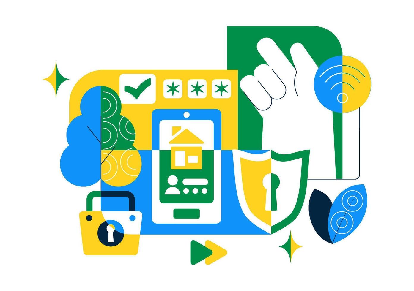 Illustration of digital security concepts vector