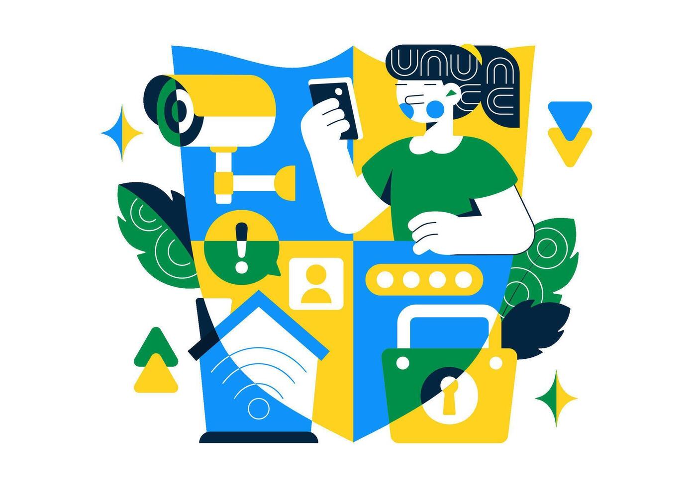 Illustration of online security and technology vector